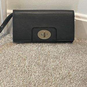 Kate Spade Large Black Leather Wallet Wristlet
